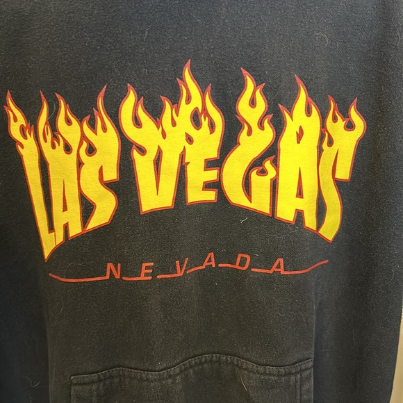 Las Vegas Hooded Sweatshirt Black/Flames Size XS - Picture 2 of 5